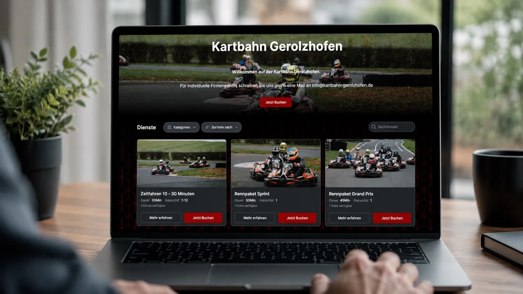 Leihkart im Buchungsbereich der Kartbahn Gerolzhofen